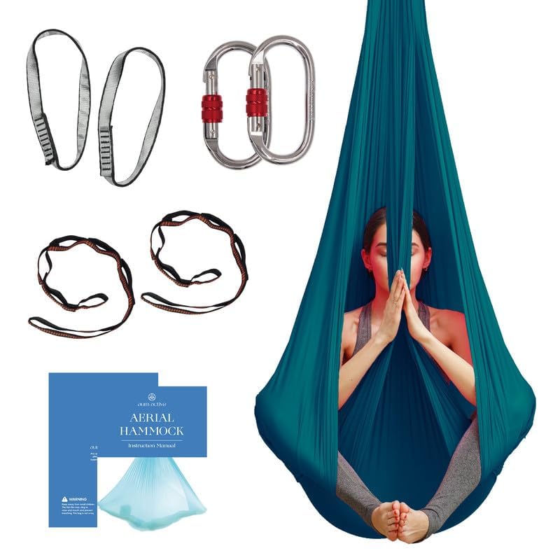 aum active Aerial Silk Yoga Hammock & Swing for Home, Inversion Exercises, Starter Kit for All Levels - Durable with Extension Straps, Carabiners, and Pose Guide - Image 2